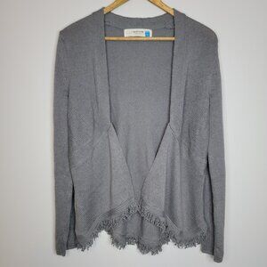 Anthropologie Sparrow Womens Grand Drape Fringe Cardigan Sweater Sz M Gray Knit